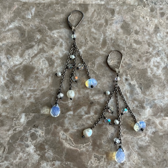 Sterling Silver Dangle Crystal Earrings - Picture 3 of 9